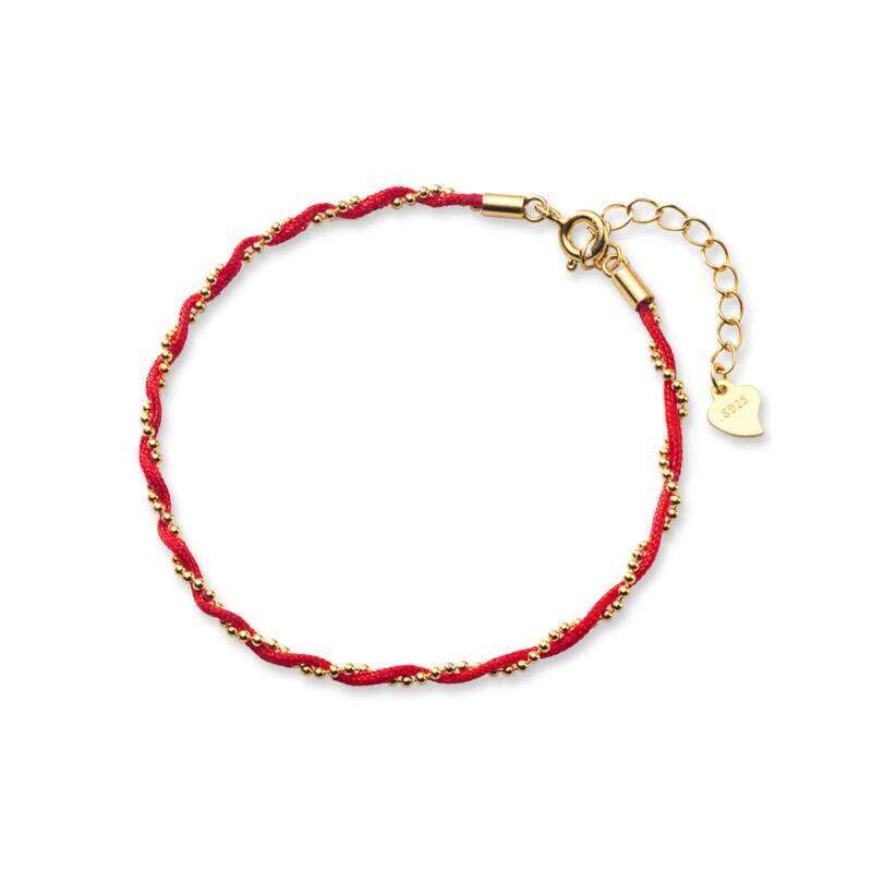 Modian Red Rope Beads for Women Fashion Pure 925 Sterling Silver Adjustable Geometric Link Chain Bracelet Fine Jewelry Z260225