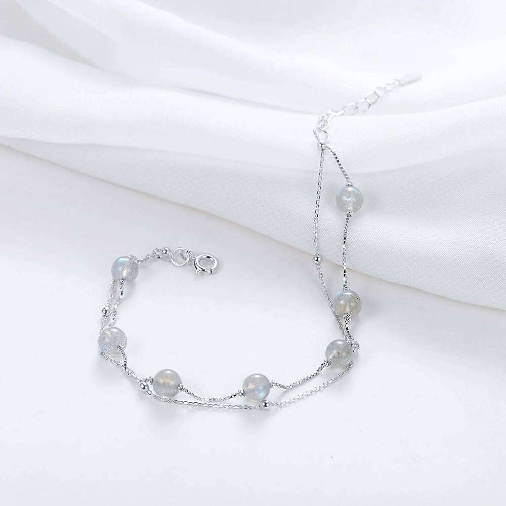 MODIAN Natural Moonlight Crystal Bracelet Genuine 925 Sterling Silver Chain Link Bangle Accessories Women Jewelry Bijoux Z260225
