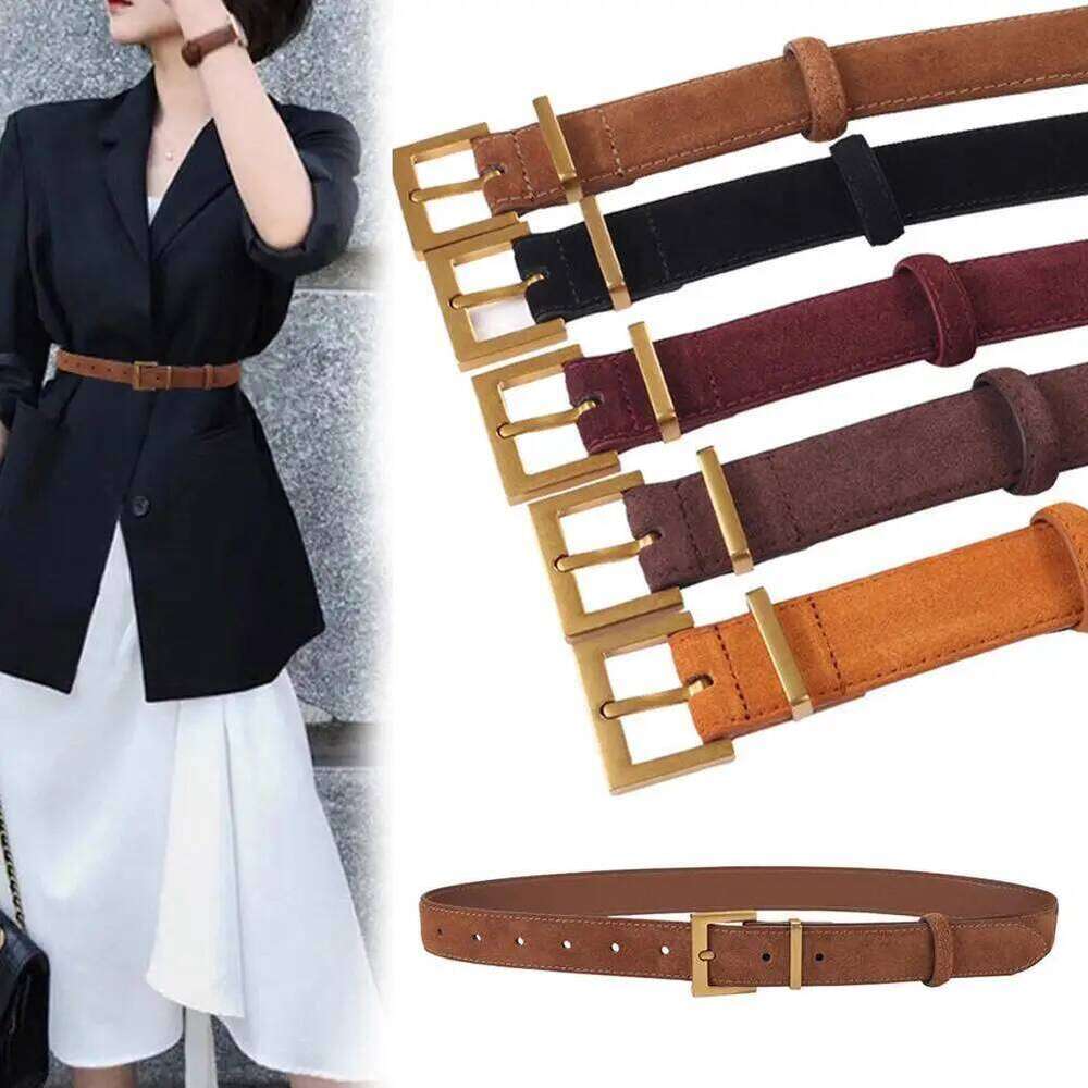 Women Luxury Design Suede Leather Belt Casual Versatile Business Waist Strap Trendy Pin Buckle Waistband Y260225