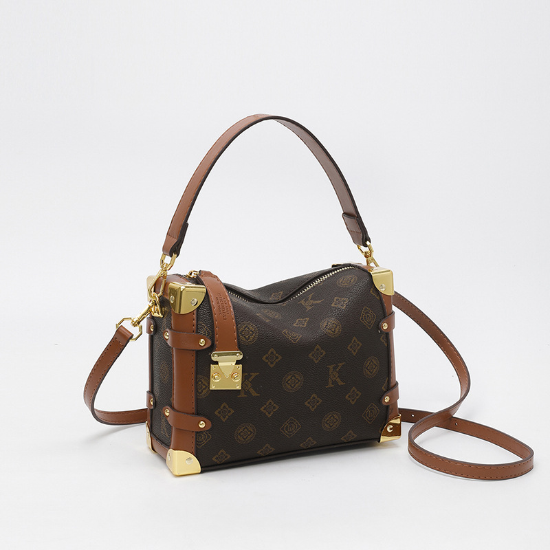 LUYIWEINASI Premium sense small square box bag women 2025 new retro printing commuter cosmetic bag shoulder bag oblique span bag women