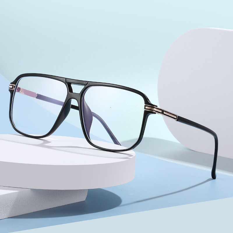 Retro Square Double Bridges Glasses Frame Women Clear Anti Blue Light Eyewear Spring Hinge Men Optical Eyeglasses Frame 240621