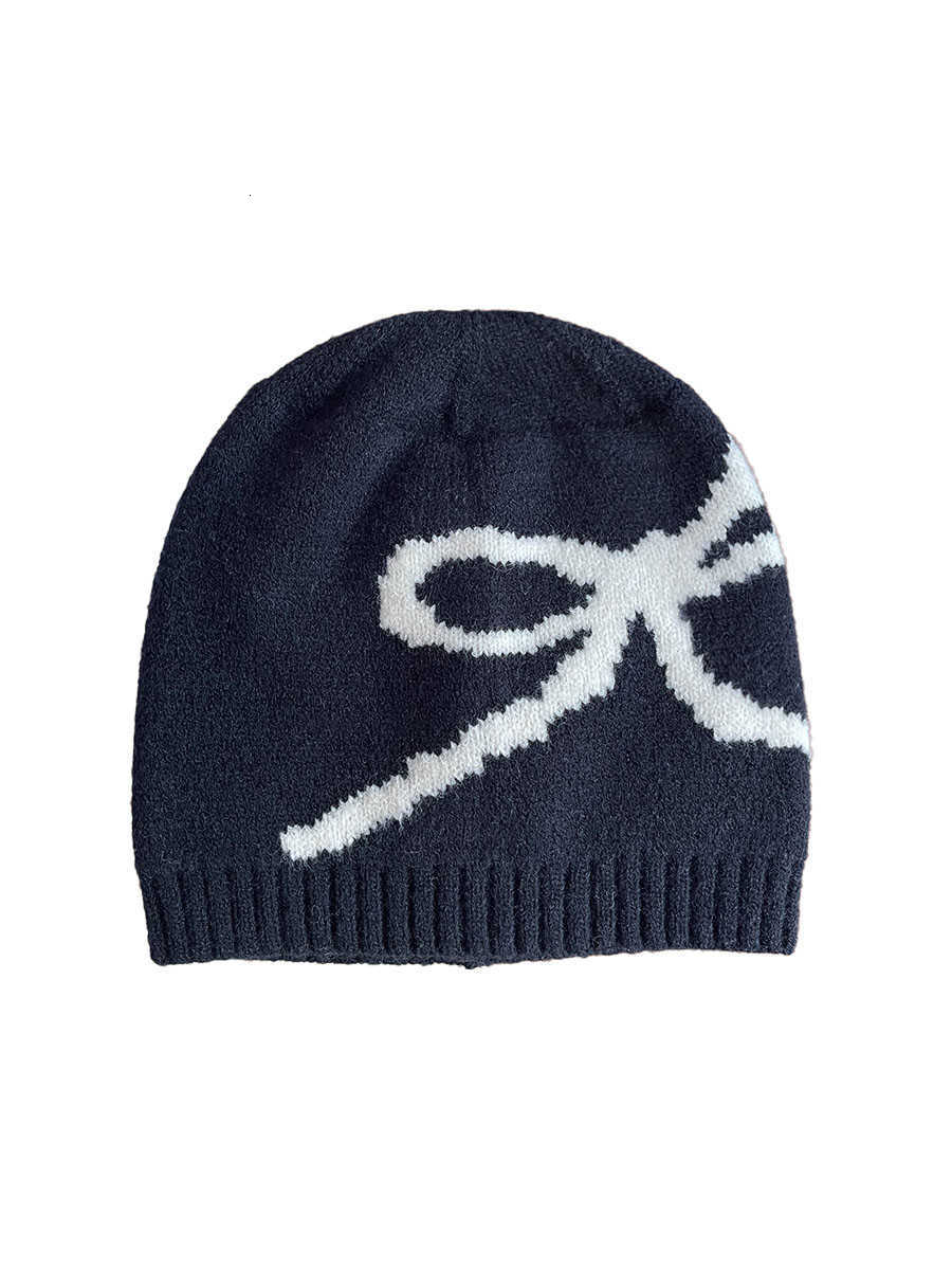 Korean bow-knot hat and scarf set two-piece autumn and winter new fashion warm knitted wool hat and neck warmer for women S260225