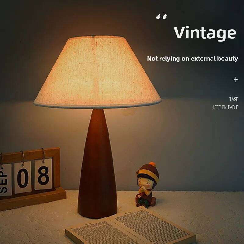 Retro Oak Bedroom Bedside Luxury High-end Nordic Table Lamp Decoration Solid Wood Atmosphere Night Light Room H260225