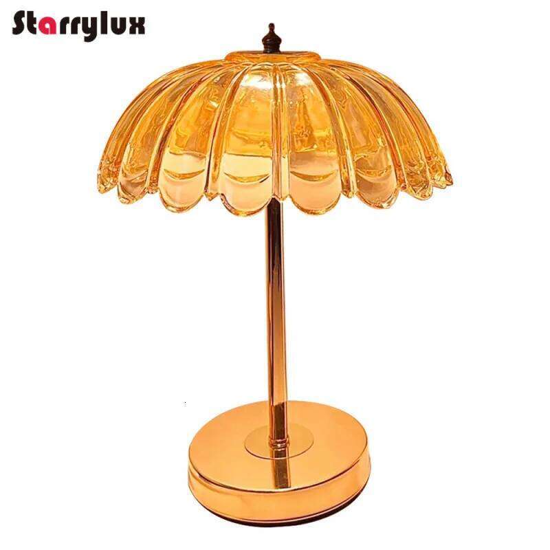 Elegant Crystal Table Lamp - 3-Color Dimmable LED Night Light, Luxury Bedside/Home Decor, Champagne/Transparent H260225