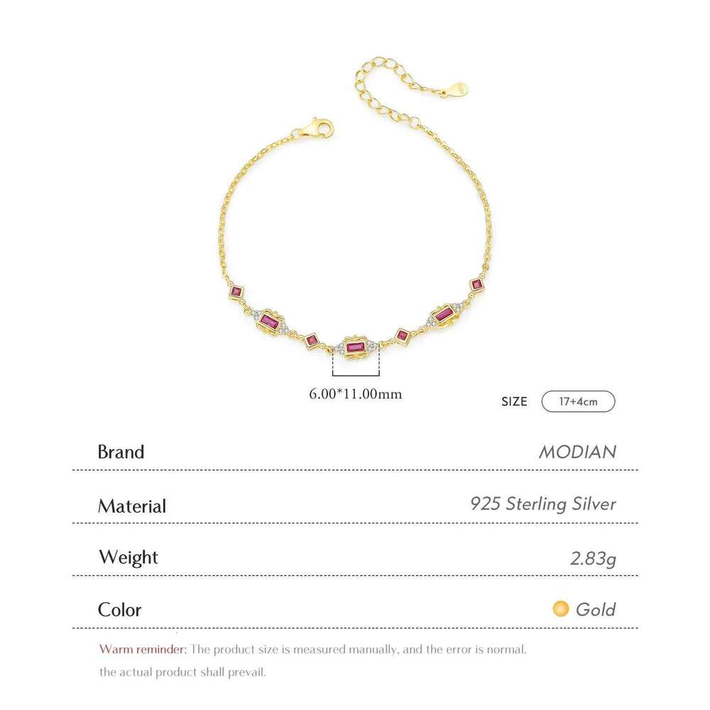 MODIAN 925 Sterling Silver Exquisite Retro Crown CZ Gold Color Adjustable Link Chain Bracelets For Women Jewelry Z260225