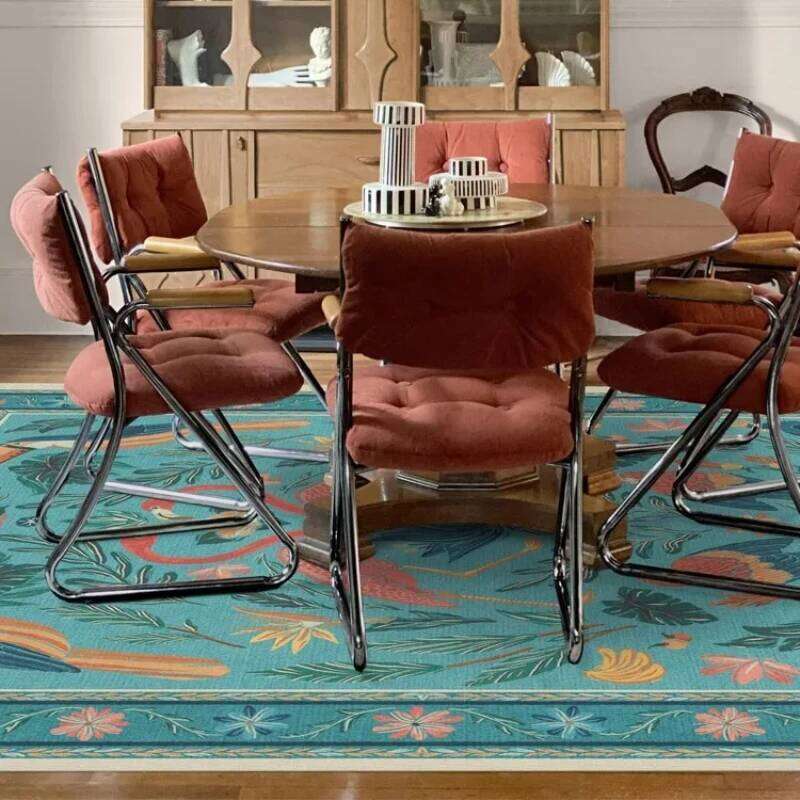 Living Room Carpet Bohemian Style Vintage Floral Bedroom Bedside Soft Rug Velvet Animal Cloakroom Fluffy Mat IG Tapete W260226