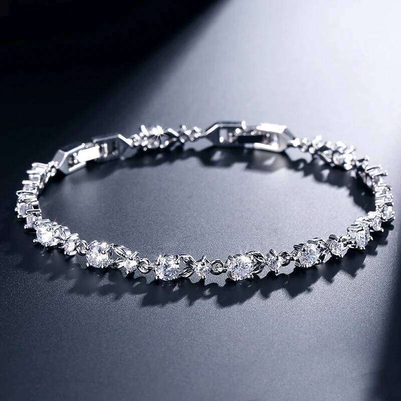 ZAKOL Exquisite Leaf Bracelets for Women Sliver Color Crystal Men Bangles Fashion Heart Zircon Girls Party Jewelry Z260225