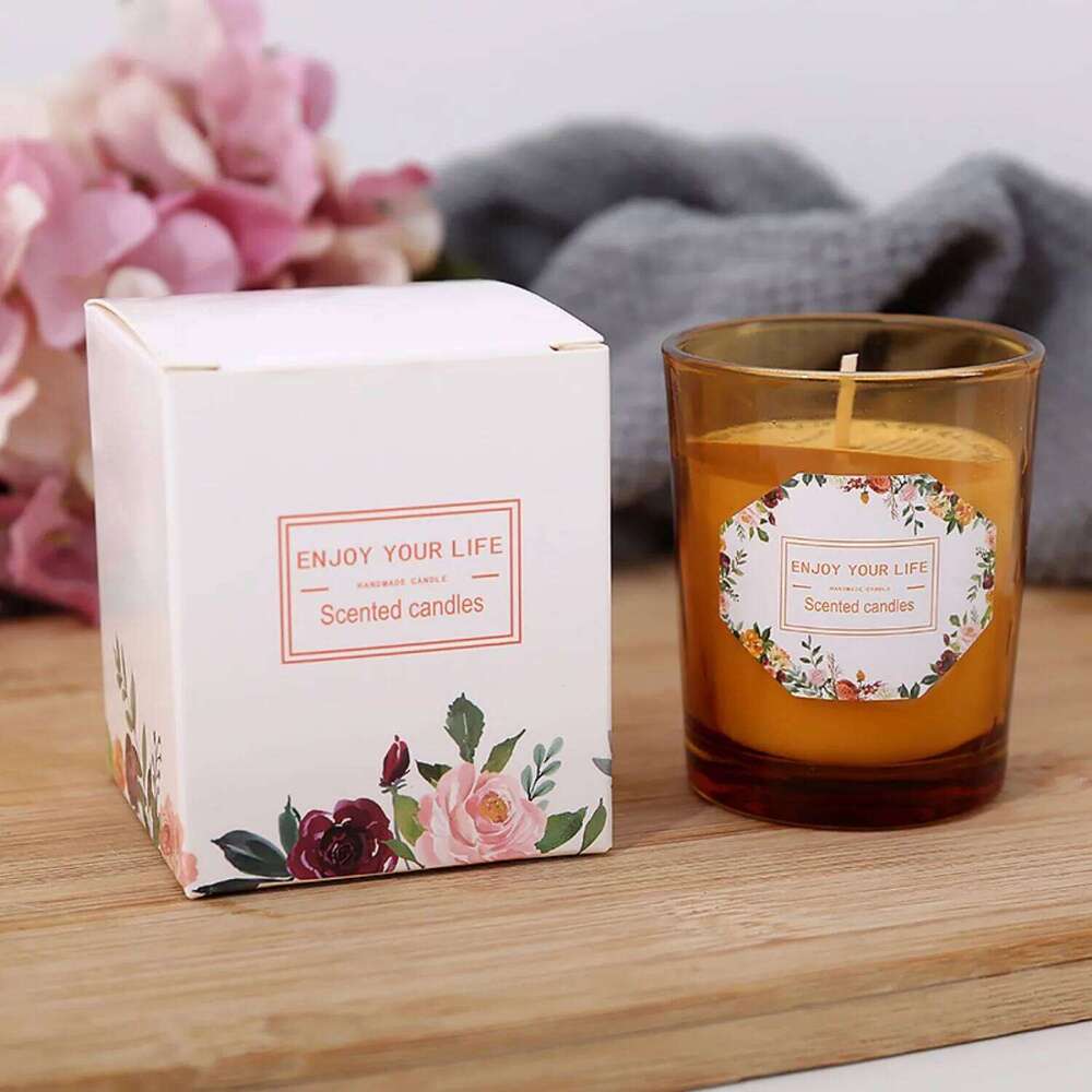 Glass Jar Scented - Natural Plant Wax Aromatherapy Candle for Home Wedding Party Decor Relaxation W260226
