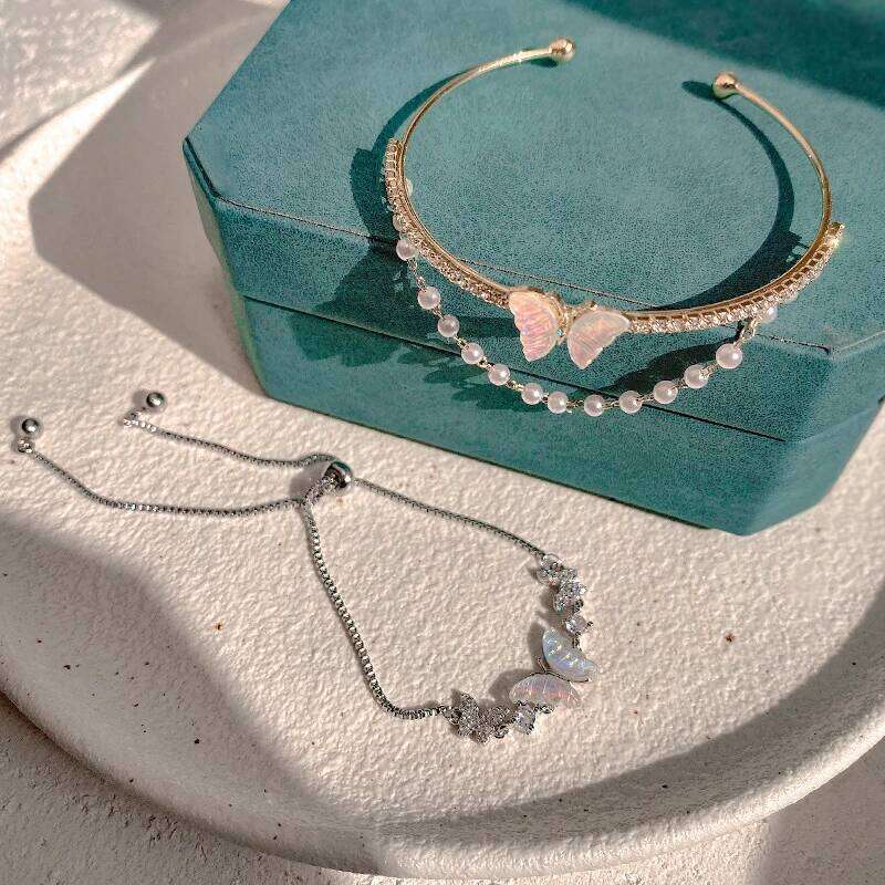Sweet Colorful Butterfly Silver Color Rhinestone Adjustable Bracelets for Women New Harajuku Fashion Exquisite Jewelry Birthday Z260225