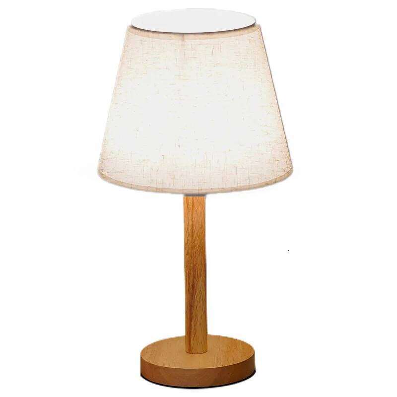 Creative Solid Wood Fabric Usb Small Desk Bedroom Bedside Lamp Study Dormitory Led Night Ambient Light Decoration. H260225