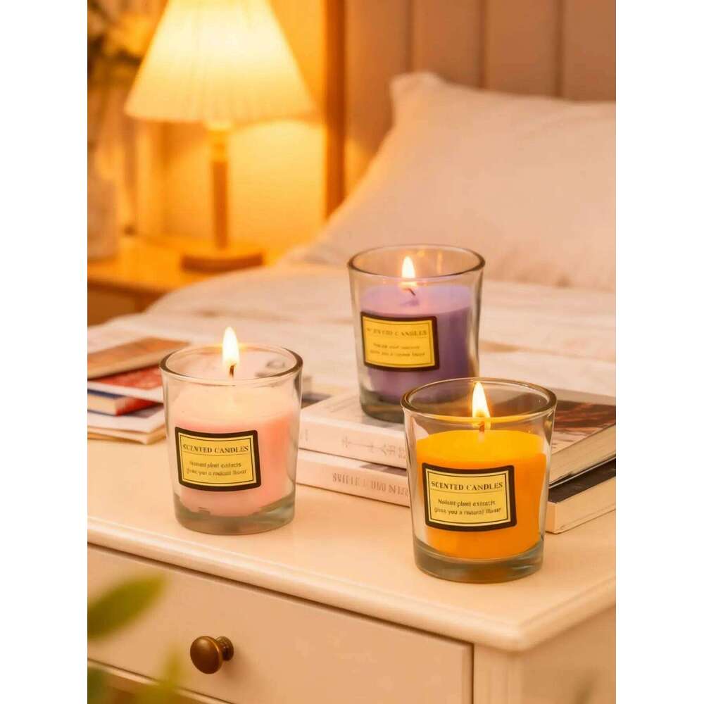 103Romantic Smokeless Soy Glass Cup Wax, Scented Candle, Gift Box for Home and Wedding Decoration Favors, 103 W260226