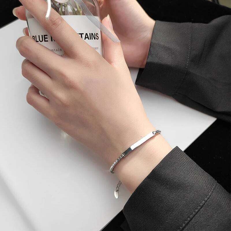 Modian Brands Simple 925 Sterling Silver Geometric Rectangle Bracelet for Women Box Chain Bangle Japanese Style Fine Jewelry Z260225