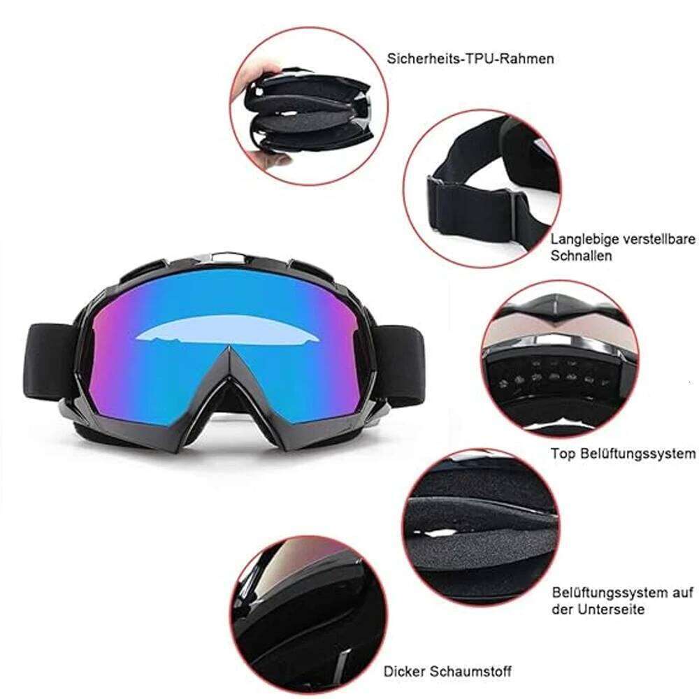 1pcs outdoor sports riding ski cross-country goggles retro Harley motorcycle mask glasses padded soft thick f Z260225