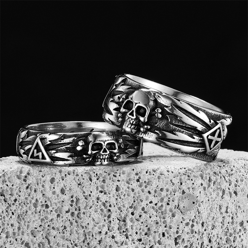 Wwii German Ww2 Ss Stainless Steel Eagle Bague Retro Ring Gothic Domineering Skull Devil Men Punk Rock Fashion Jewelry260202ww