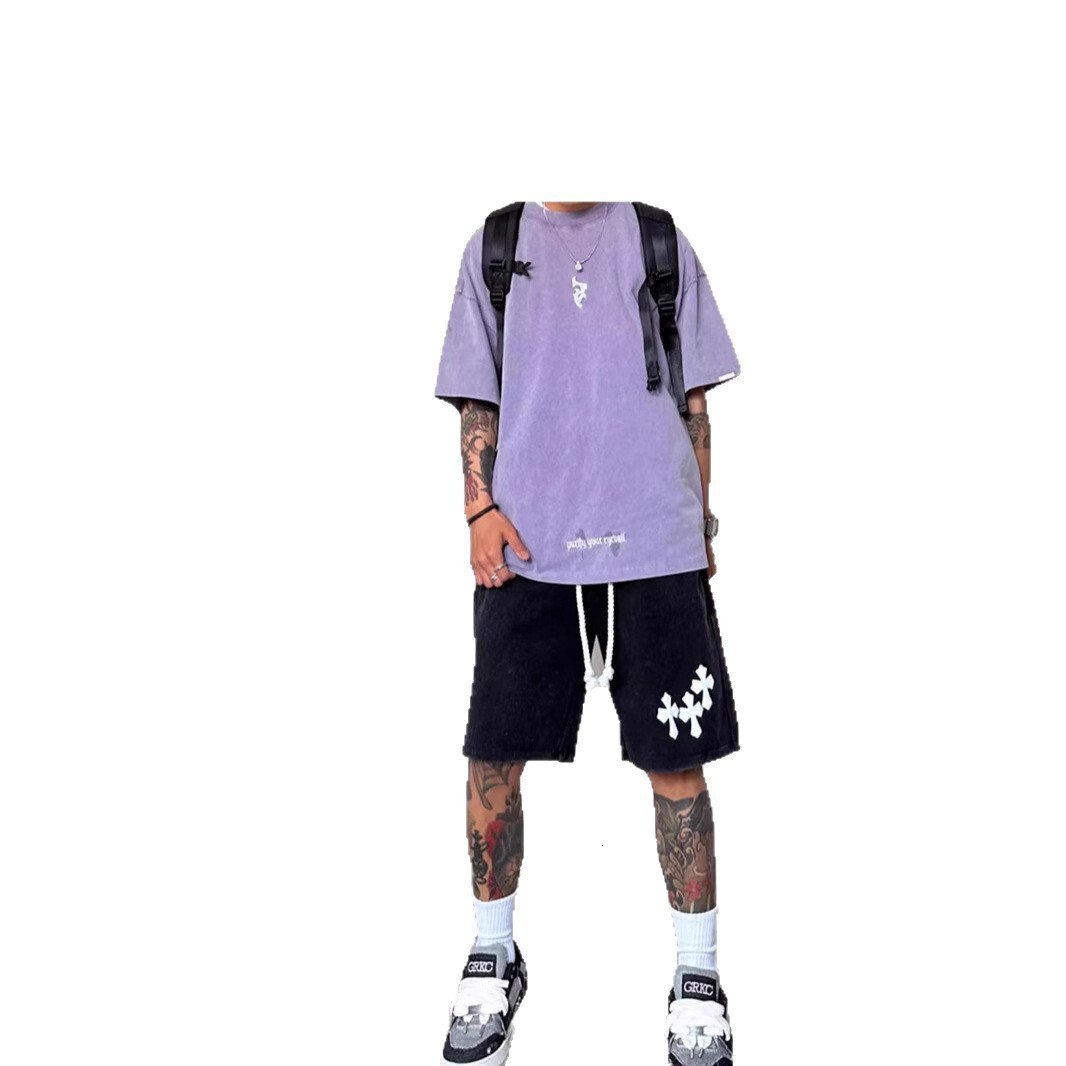 2026 New Design Water-rubbed Print Men's Shorts - Summer Lightweight Durable Sporty Worn-out Casual Basketball Shorts - Luxurious Men's Beac