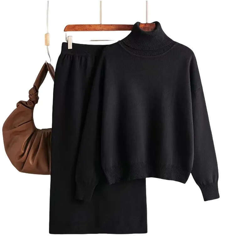 Designer winter women's sports suit knitted two-piece hooded sweater slim fit jumper casual sports pants