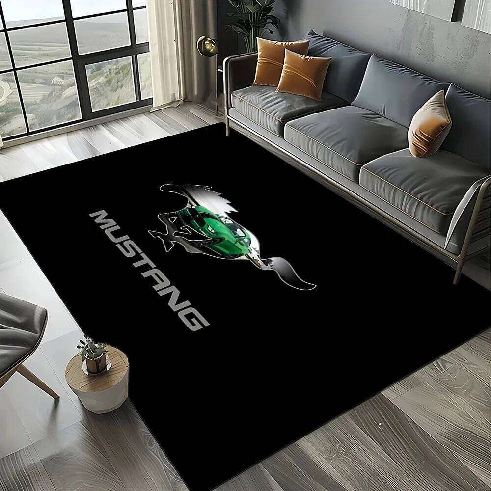 3D F-Ford Mustang Racing Car Motorcycle Carpet for Living Room Bedroom Home Sofa Decoration,Kid Area Rug Non-slip Floor Mat W260226