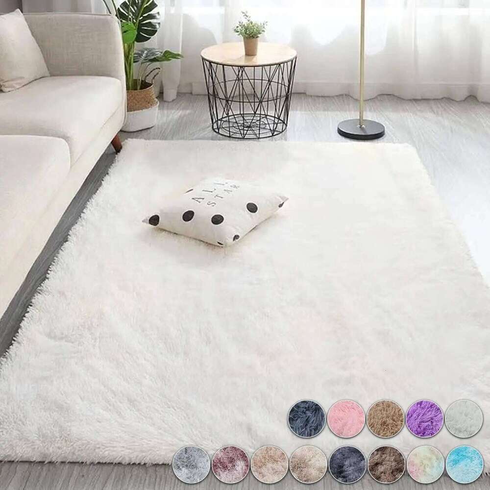 Fluffy Cream White Woolen Rug for Luxurious Decor - Bedroom Living Room Soft and Cozy Silk Wool Rugs W260226