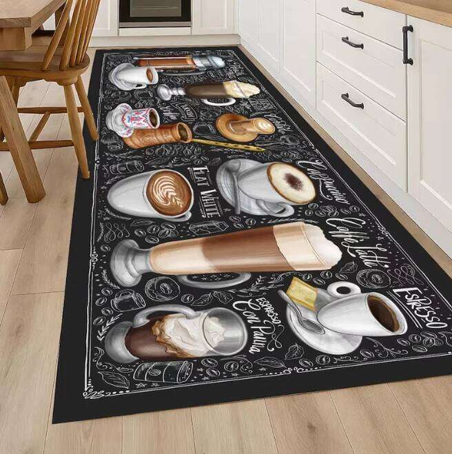 Washable Latte Espresso Theme Carpet Area Non Slip Kitchen Runner Coffee Rug W260226