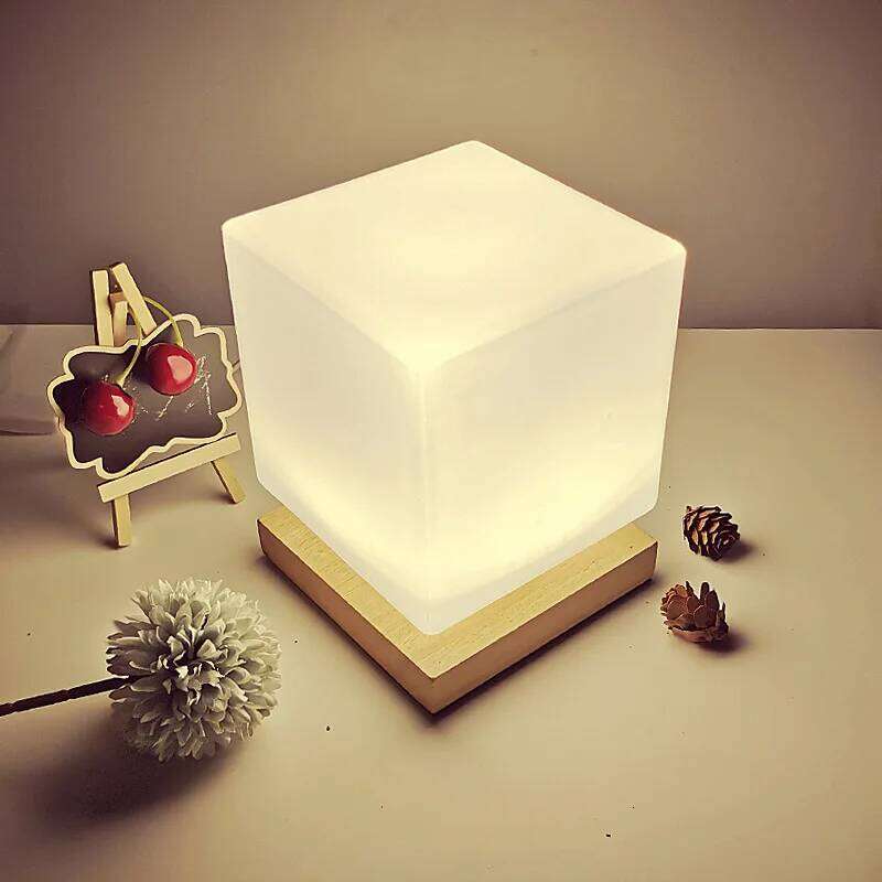Nordic Solid Wood Decorative Usb Desk Bedroom Bedside Lamp Study Homestay Led Night Creative Atmosphere Light Soft H260225