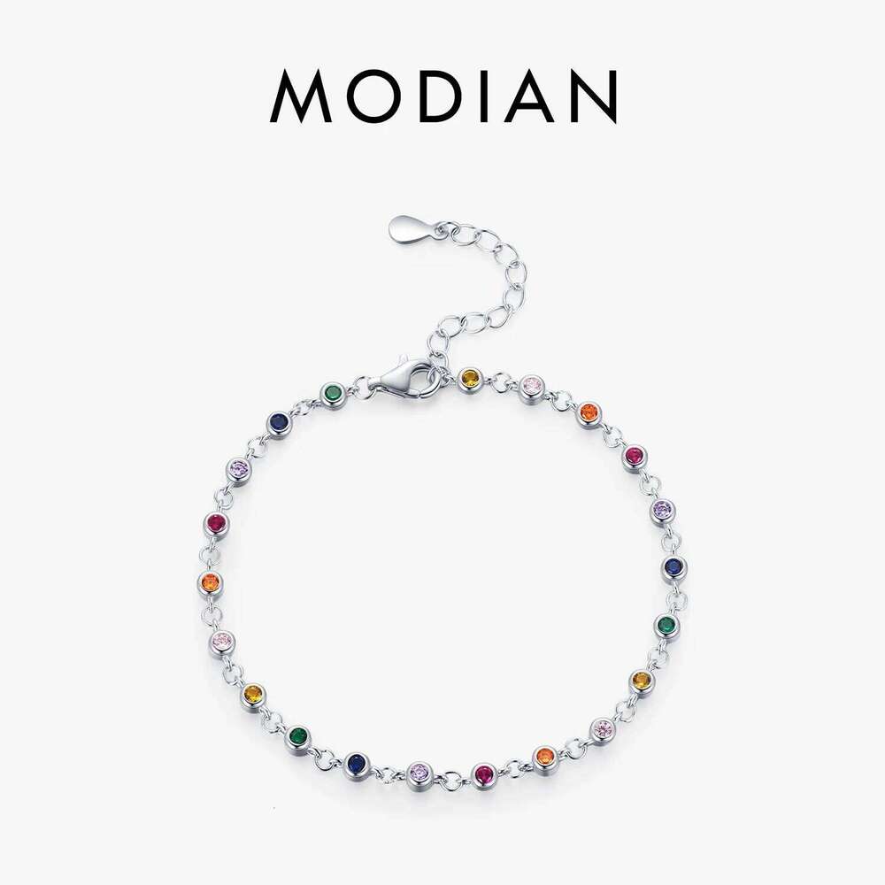 MODIAN Bohemia Style Charm Chain Bracelet For Women Real 925 Sterling Silver Rainbow Color CZ Female Fashion Jewelry Accessory Z260225