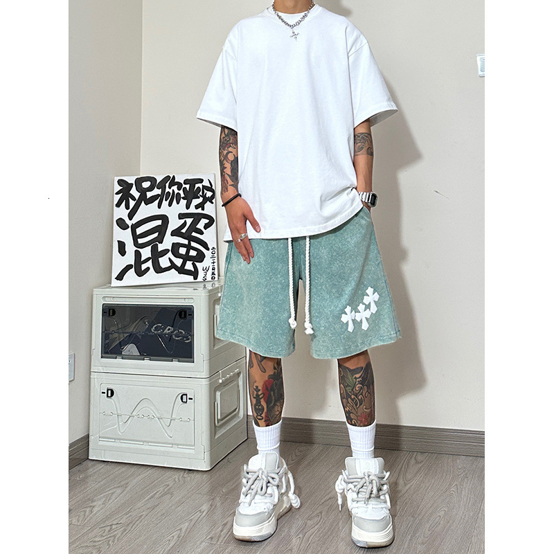 2026 New Design Water-rubbed Print Men's Shorts - Summer Lightweight Durable Sporty Worn-out Casual Basketball Shorts - Luxurious Men's Beac