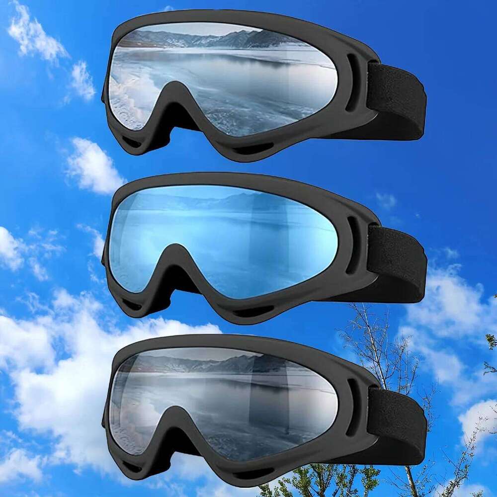 1 Pair Unisex Ski Snowboard Goggles with, -Glare & Adjustable Strap - Gradient Dark Blue/Black for Snowboarding Z260225