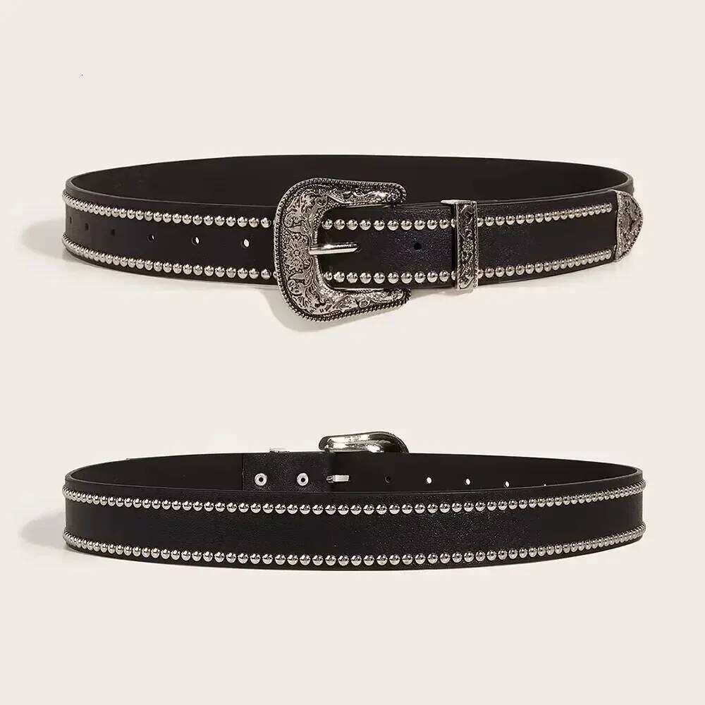 Casual Trendy Punk Rivet Belts Gothic Versatile PU Leather Waistband Y2k Western Cowboy Belt Y260225