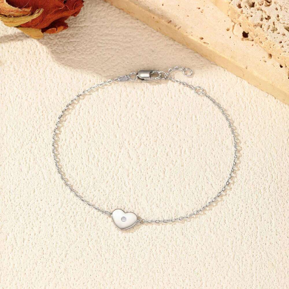MODIAN D Color Moissanite 925 Sterling Silver Simple Heart Daily Link Chain Bracelet For Women Fine Jewelry With Box Z260225