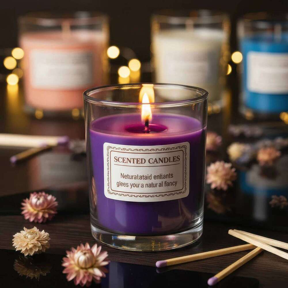 Scented Glass Jar Handmade Soy Wax Smokeless Aromatherapy Candle for Home Decor, Relaxation, Spa, or Party Gift Set W260226