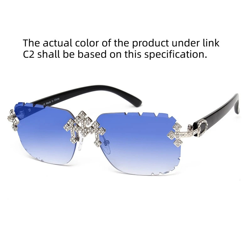 2025 Fashion Square Rimless Sunglasses For Women Cross Diamond Metal Frame Eyewear Cut Lens UV400 Shades Sun Glasses 260129