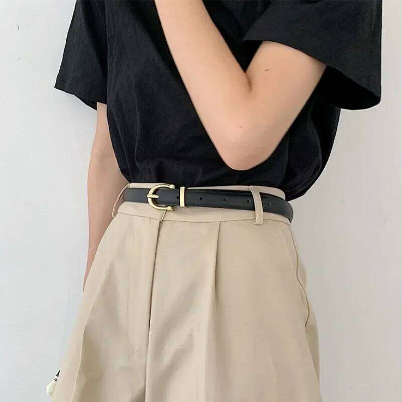 2024 Korean Fashion High Quality Simple Thin Belts Ladies Leather Alloy Pin Buckle Retro Jeans Belt Designer Girdle Women Y260225