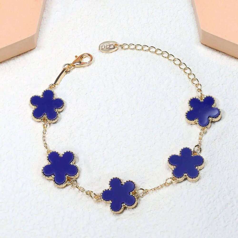 Fashion Double-Sided Plant Five-Leaf Plum Blossom Charm Bracelets for Women Girls Waterproof Clover Jewelry Gifts Best Friends Z260225