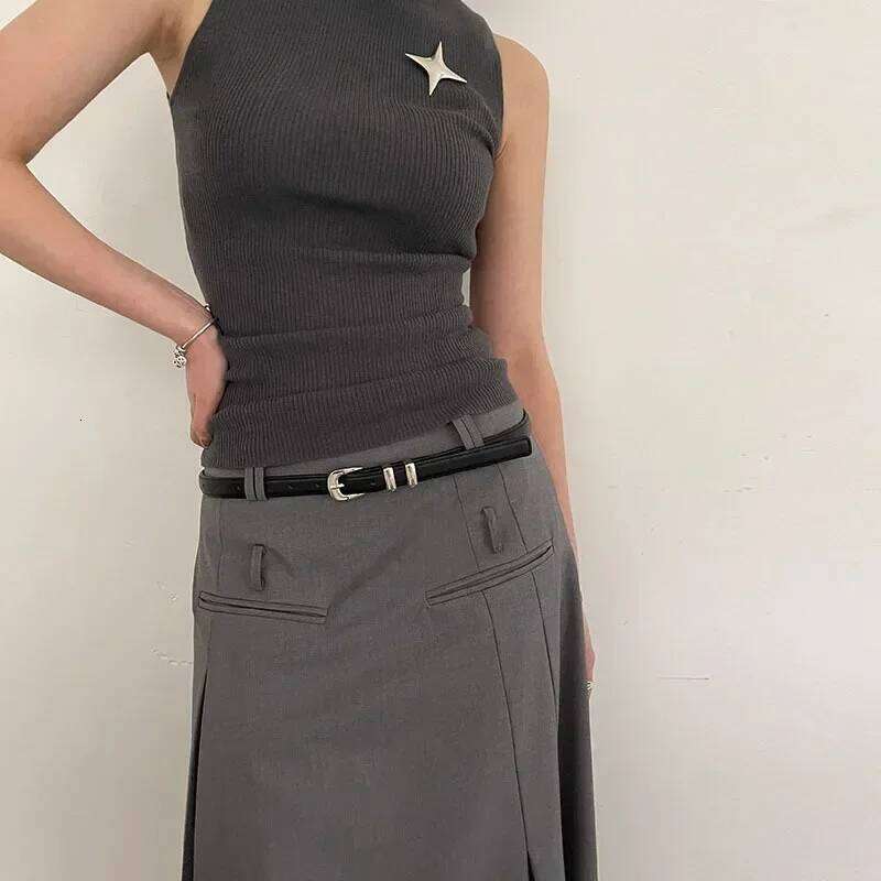 Woman's Fashionable Black Simple Thin PU Trousers Skirt Versatile Belts Student's Casual Belt Y260225