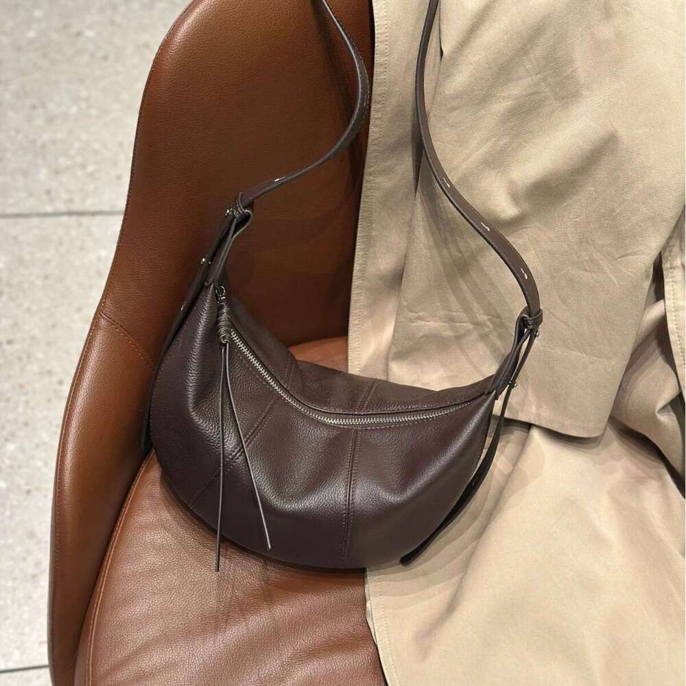 Luxury Shoulder Bags Totes Natural Distressed Top Grain Cowhide Shoulder And Crossbody High End Genuine Underarm Dumpling Bag Soft Leather Simple Wome