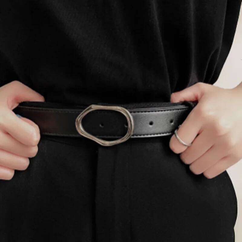 New Irregular Snap-buckle Slim Versatile Black Belt for Jeans Suit Dress Accessories Decoration Y260225