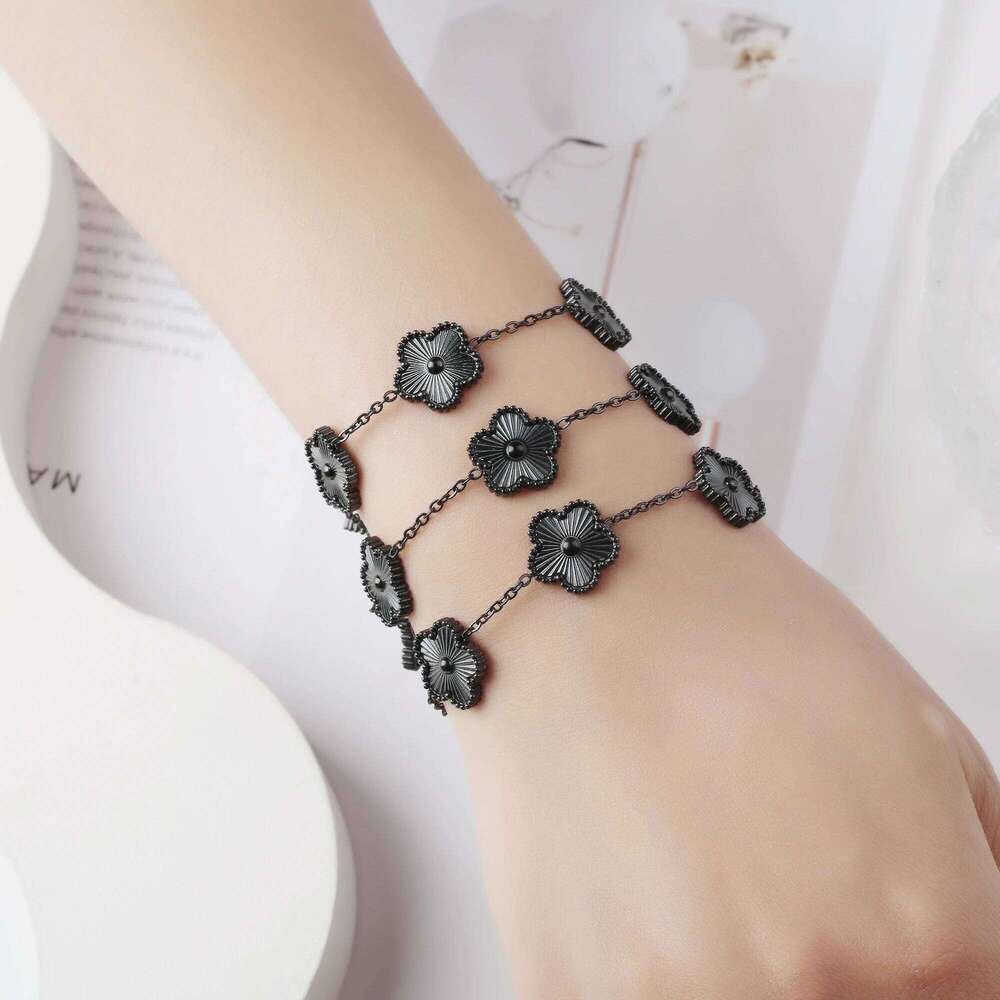 1pc Luxury Stainless Steel Women, Five Leaf Flower Adjustable Bracelet for Women Clover New Fashion Jewelry Gifts Z260225