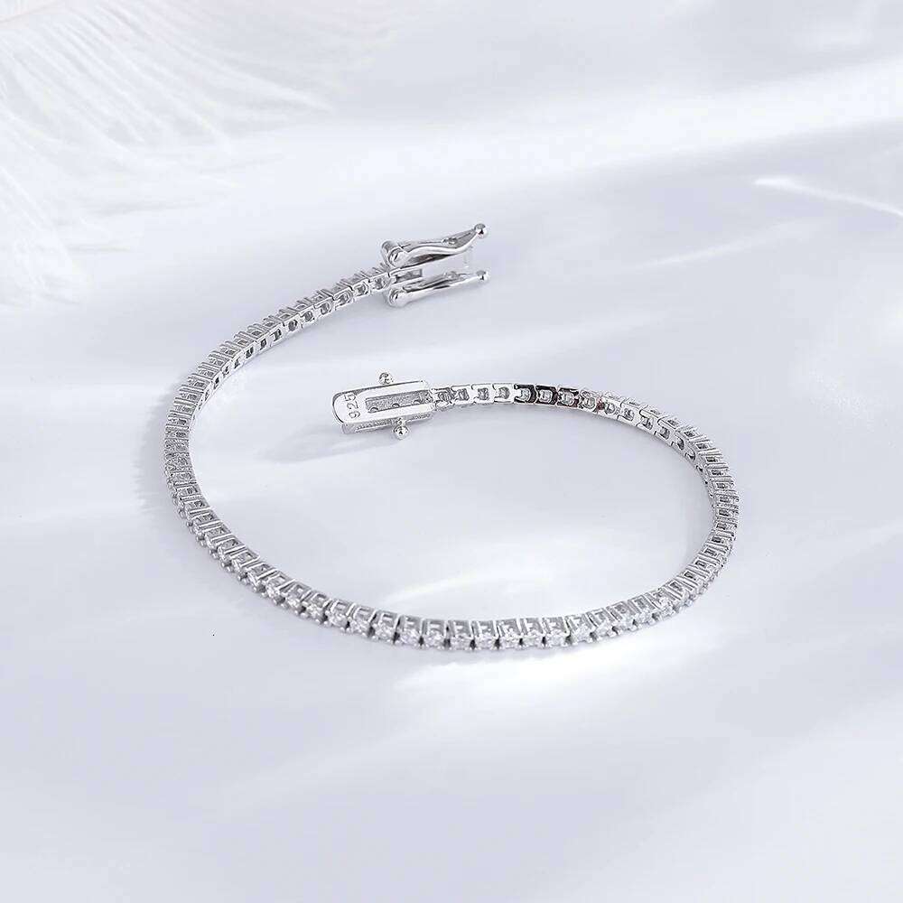 YLMyself 925 Sterling Silver Tennis Bracelet 1.5mm White Cubic Zirconia Fine Jewelry Anniversary Wedding Gift 15-18CM for Women Z260225