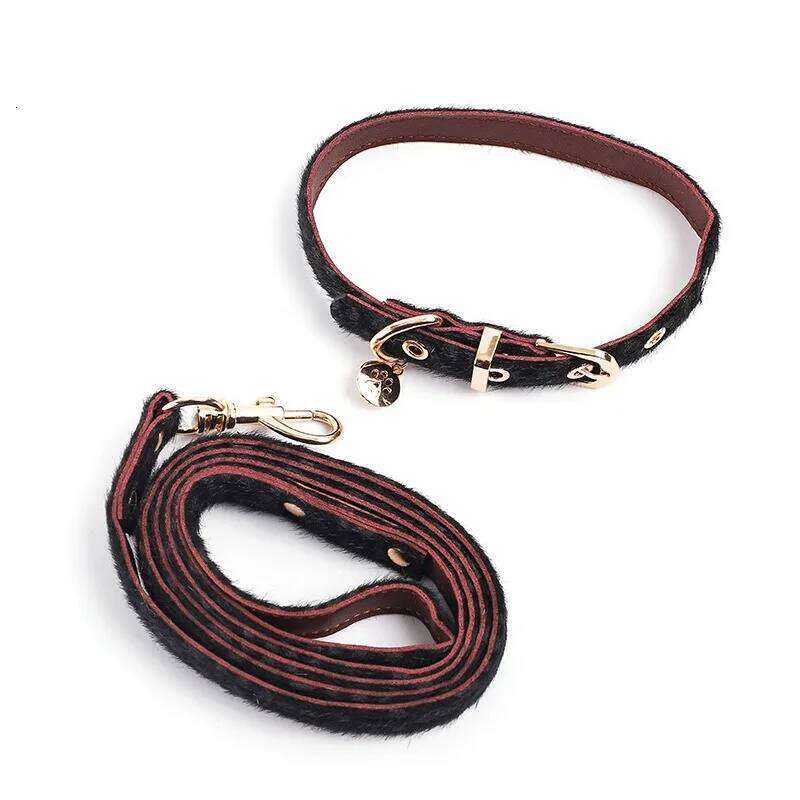Leopard Print Horsehair Collar Chest Harness Leash Adjustable Set Small Dog Pet Supplies Accessories