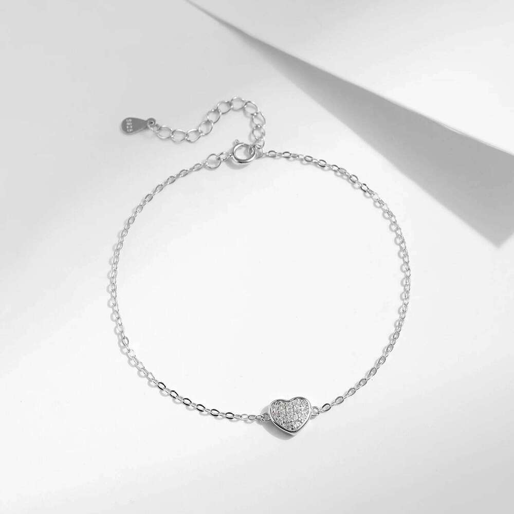 MODIAN 925 Sterling Silver Simple Romantic Hearts Link Chain Bracelet Basic Style Platinum Plated Fine Jewelry For Women Gifts Z260225