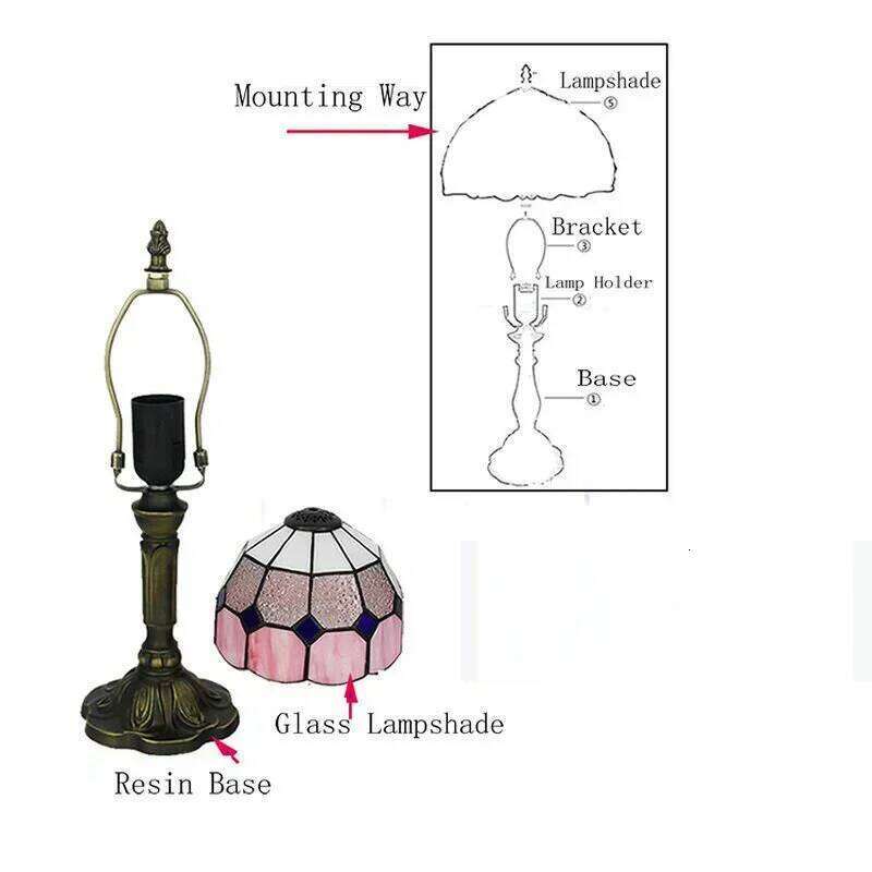 American Stained Lamps Turkish Mosaic E27 Base Glass Lampsahde Bedroom Bedside Vintage Table Lamp 110v 220v H260225