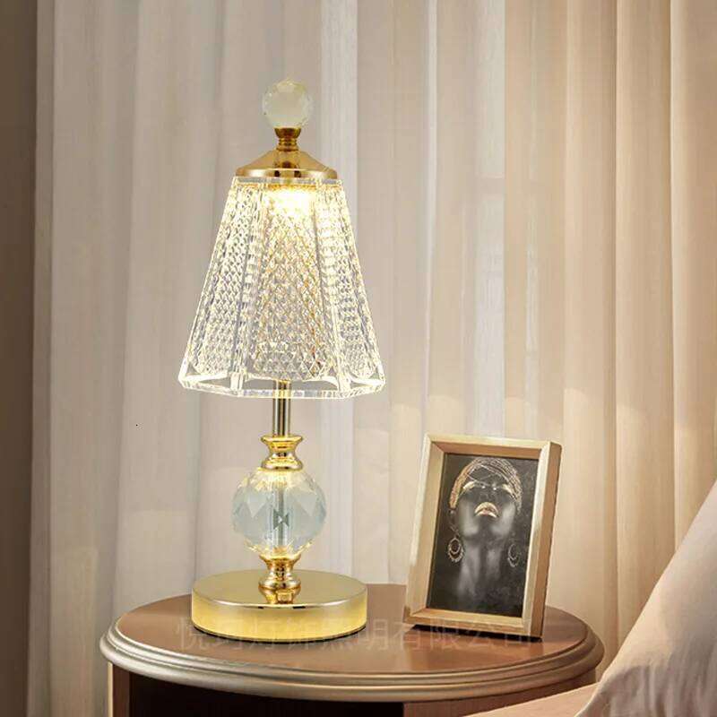 Crystal Diamond Table Lamps Retro Led Bar Desk Lamp USB Rechargeable Eye Protection Night Light for Bedroom Hotel Office H260225