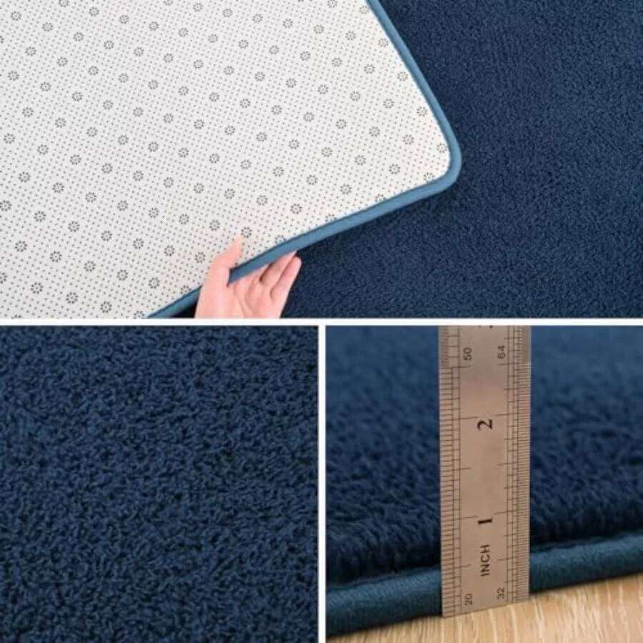 Area Rugs for Bedroom Living Room 6x9 Navy Blue Thickened Memory-Foam Indoor Carpets Modern Aesthetic Minimalist Super Soft Com W260226