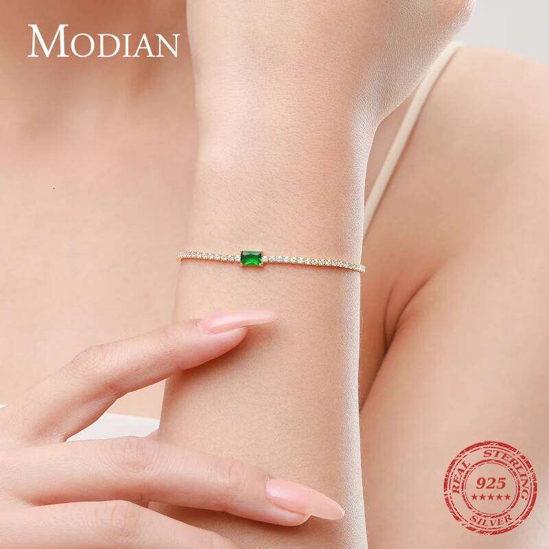 MODIAN 2021 New 925 Sterling Silver Luxury Sparkling Cubic Zirconia Bracelet For Women Gold Color Wedding Engagement Jewelry Z260225