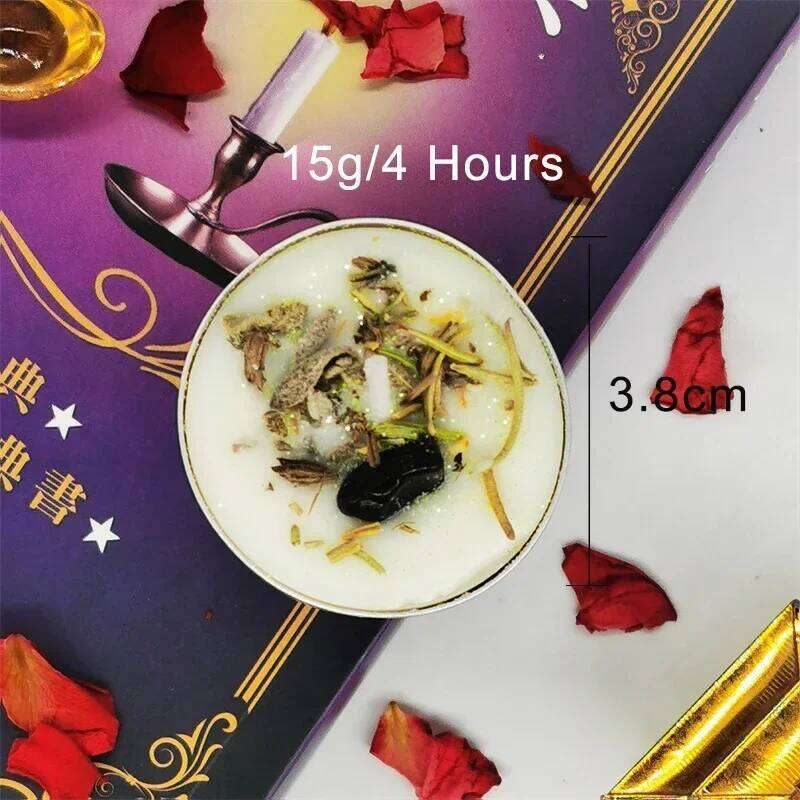 0.53OZ Mini Spell Intention Tea Light Unscented Witch Manifestation Candles with Dried Flowers Crystal W260226
