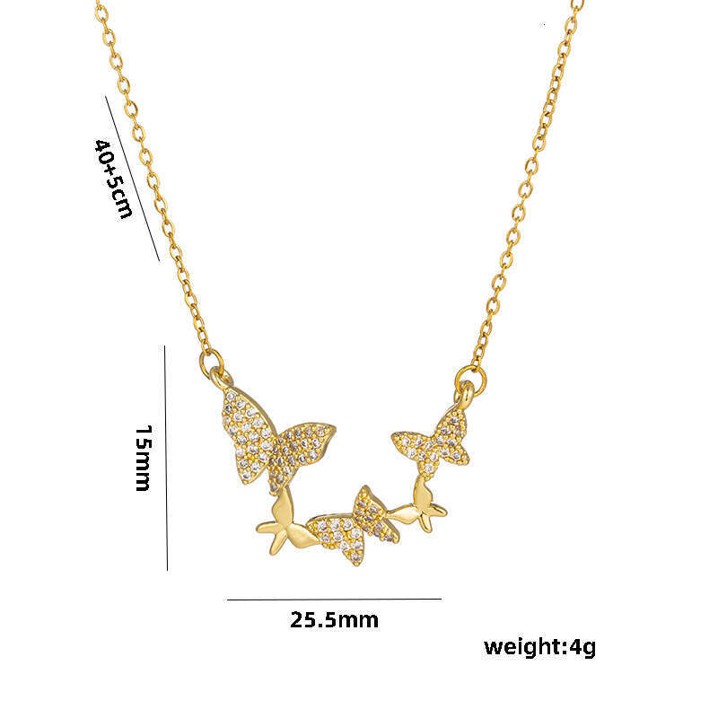 Light Luxury Zircon Butterfly Pendant Necklace For Women Trendy Fashionable Collarbone Chain