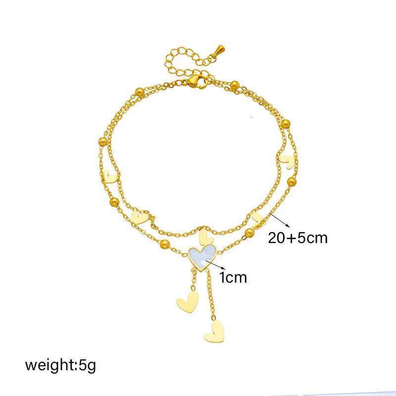 ZAKOL Stainless Steel Heart Love Anklets For Women Girl Fashion Double Layer Chains Ankle Accessories Jewelry Gift Z260225