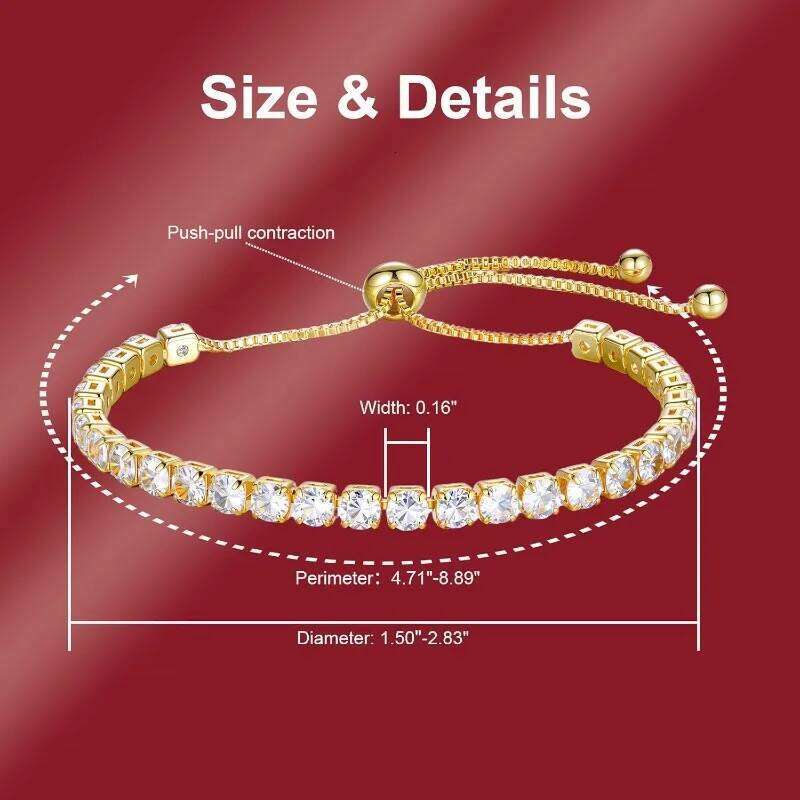 Tennis for Women 18K Plated 4mm Zirconia Crystal Adjustable Silver Rose Gold Bracelets Gift Wedding Party Jewelry Z260225