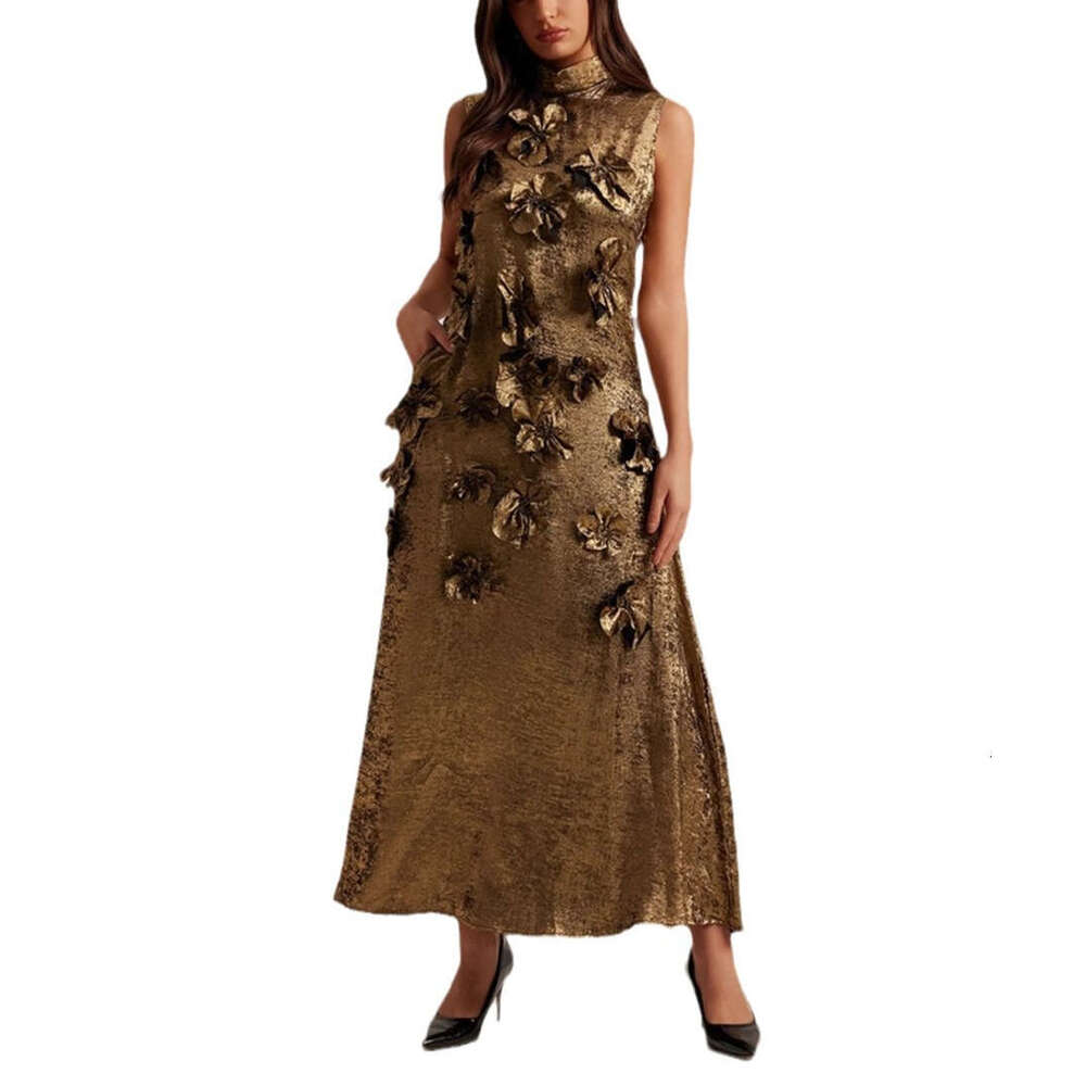 2026 Spring/Summer European and American Fashion Design Three Dimensional Flower Women's Sleeveless Long Skirt