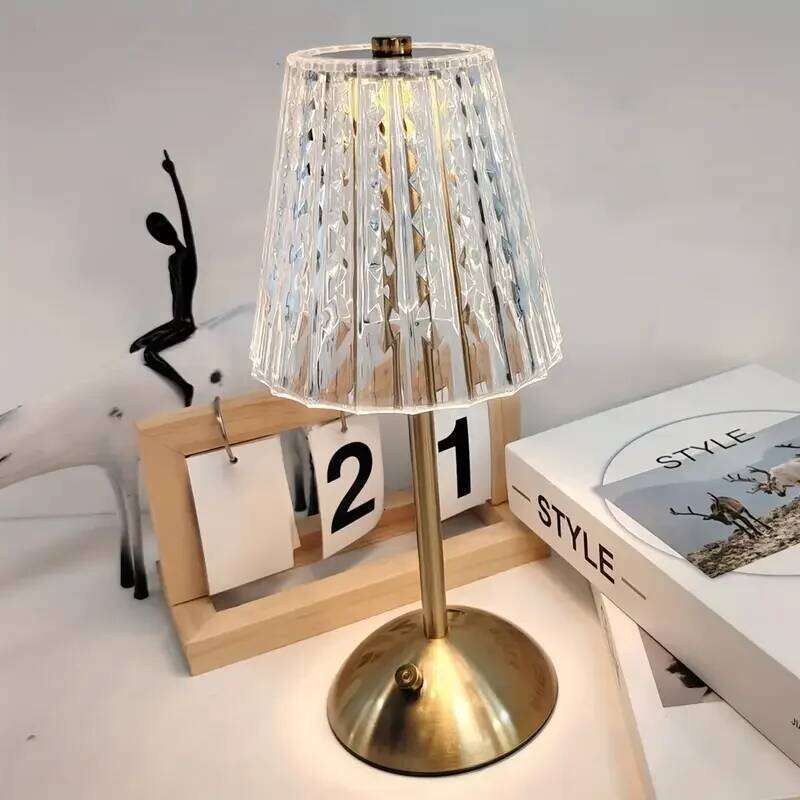 1 PC Luxury-Style Crystal Desk Lamp, Three-color Touch Charging - Suitable Restaurants, Cafes, as a Gift for Others H260225